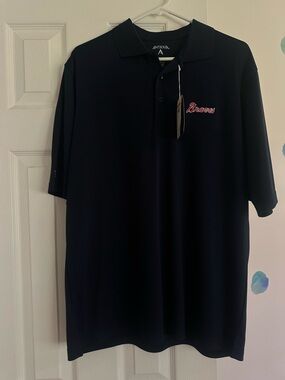Antigua Men’s Navy Braves Embroidered Polo